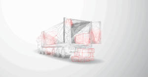 Digital line artwork of a semi truck with an open trailer with freight