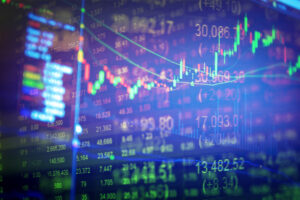 Double exposure digital chart that is financial in nature