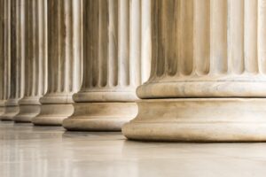 Large concrete pillars of a court house